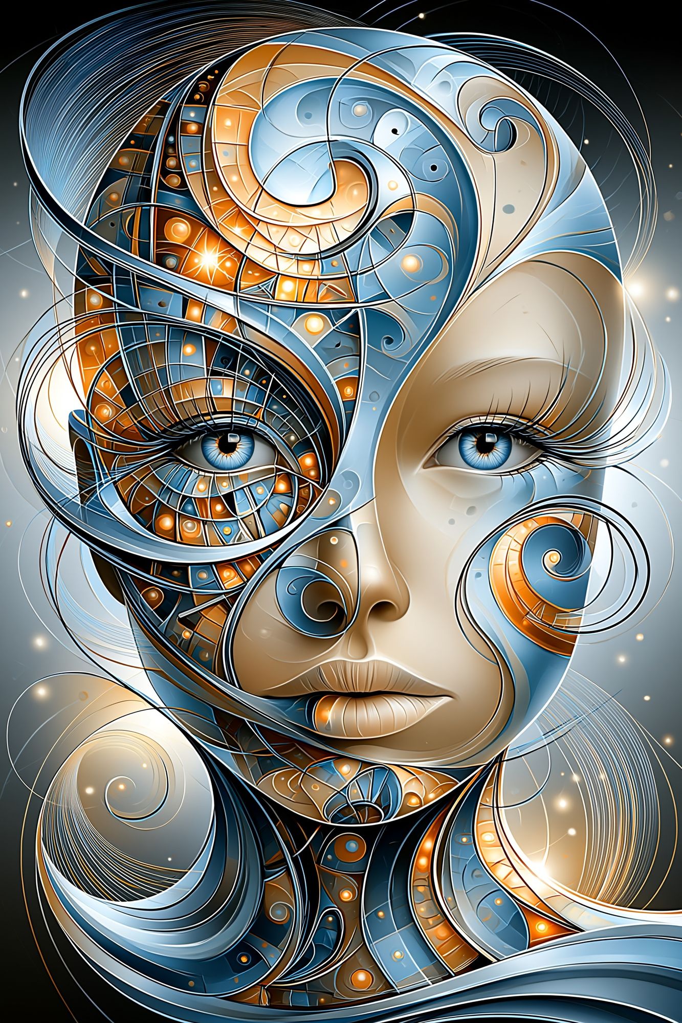 Surreal Cosmic Face Print. poster — fine-art art