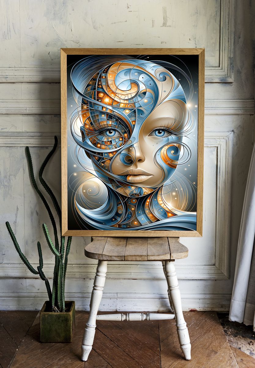 Surreal Cosmic Face Print. — room view 1