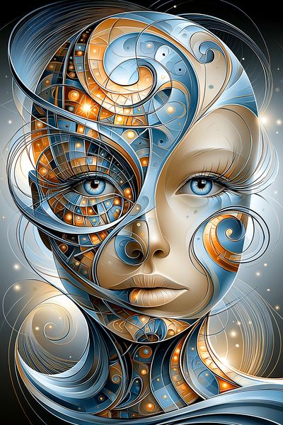 Surreal Cosmic Face Print. poster print