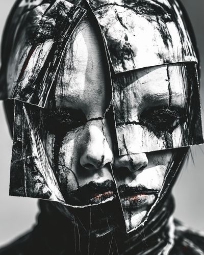 Fragmented Mask Portrait Print. poster print