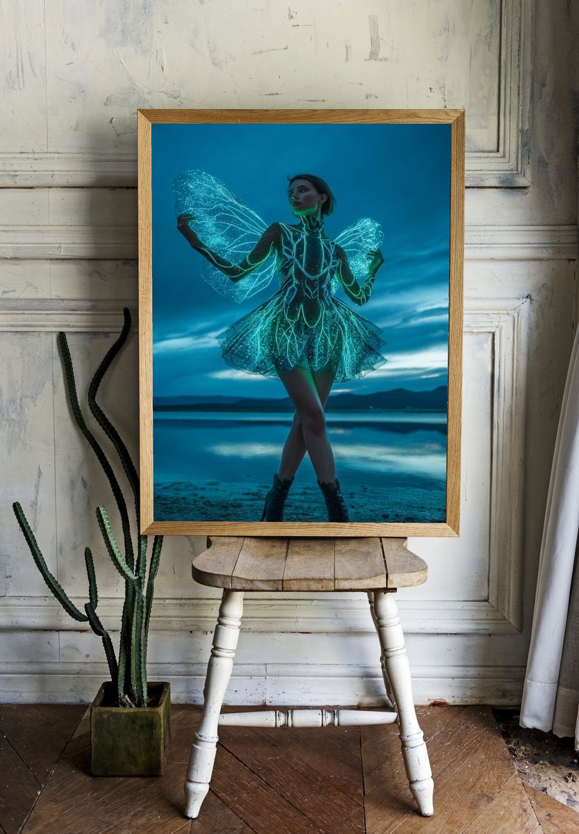 Glowing Fairy in Ethereal Dress Poster room preview