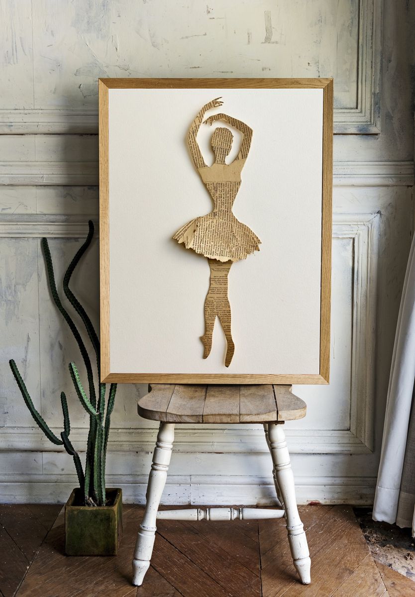 Paper Ballerina Collage Print. — room view 1