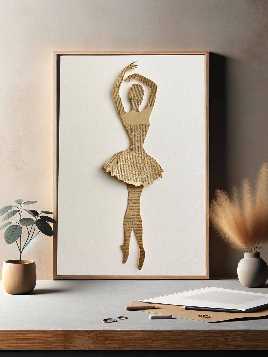 Paper Ballerina Collage Print. — room view 2