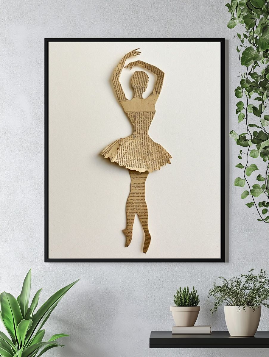 Paper Ballerina Collage Print. — room view 4