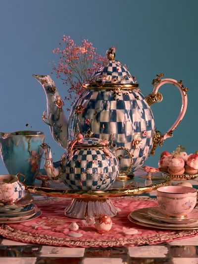Whimsical Tea Set Still Life Poster. poster