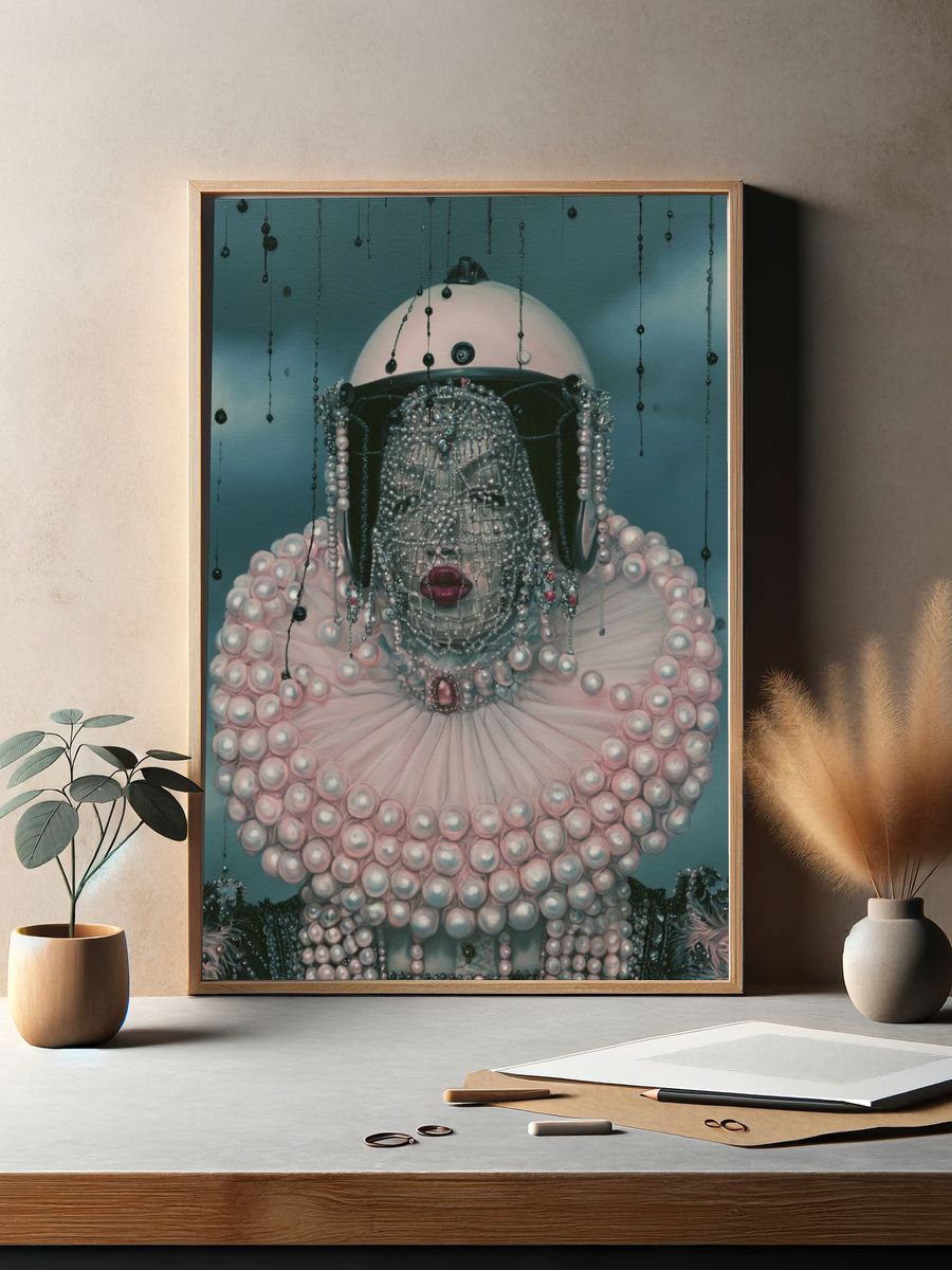 Pearl Portrait Surrealism Print. — room view 2