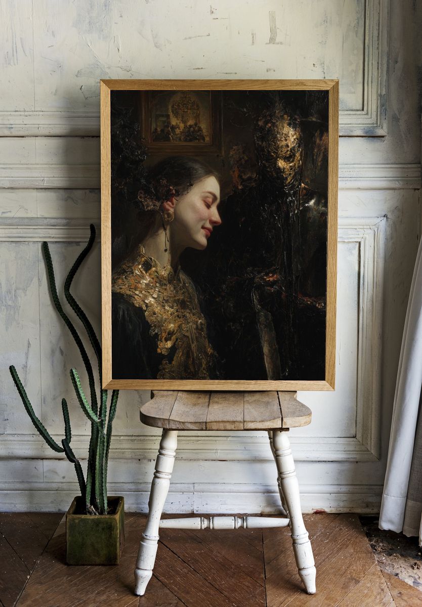 Gilded Portrait Surrealism Poster. — room view 1