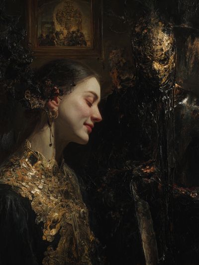 Gilded Portrait Surrealism Poster. poster print