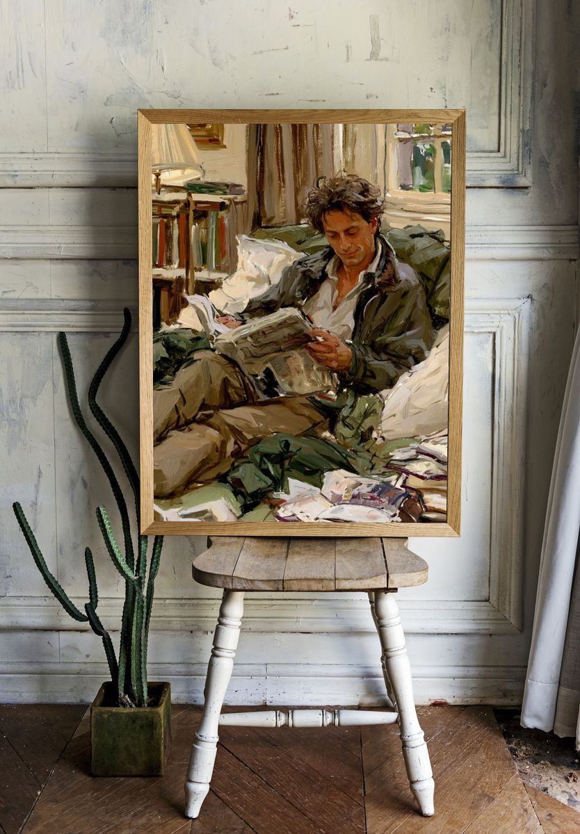 Reading Man in Armchair Poster. room preview