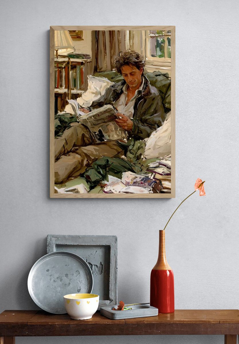 Reading Man in Armchair Poster. — room view 3