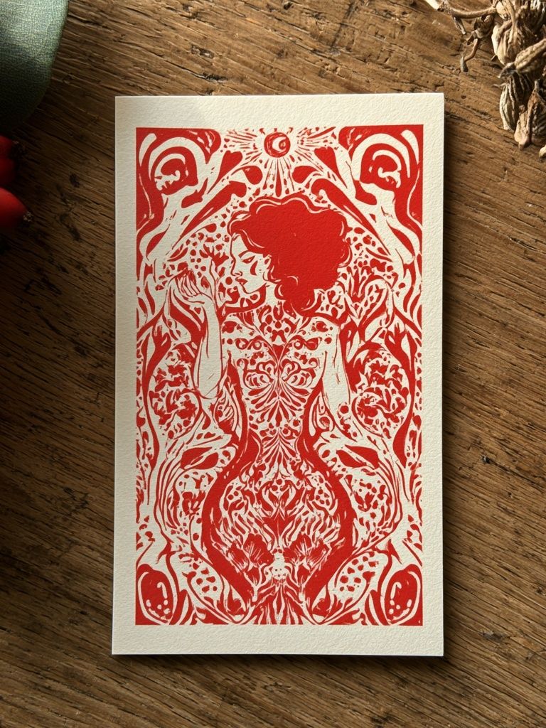 Red Ornamental Figure Print. poster detail