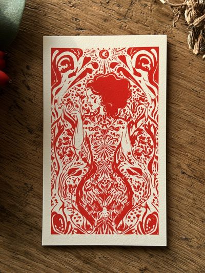 Red Ornamental Figure Print. poster