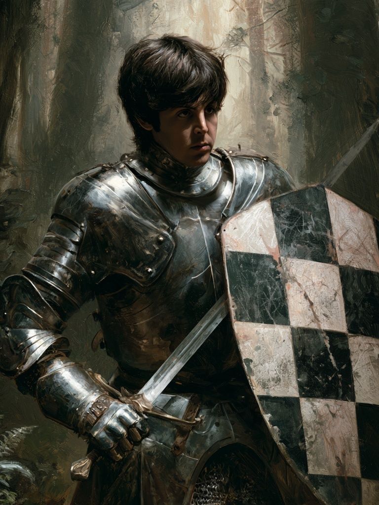 Young Knight in Forest Fine-Art Print. poster — fine-art art