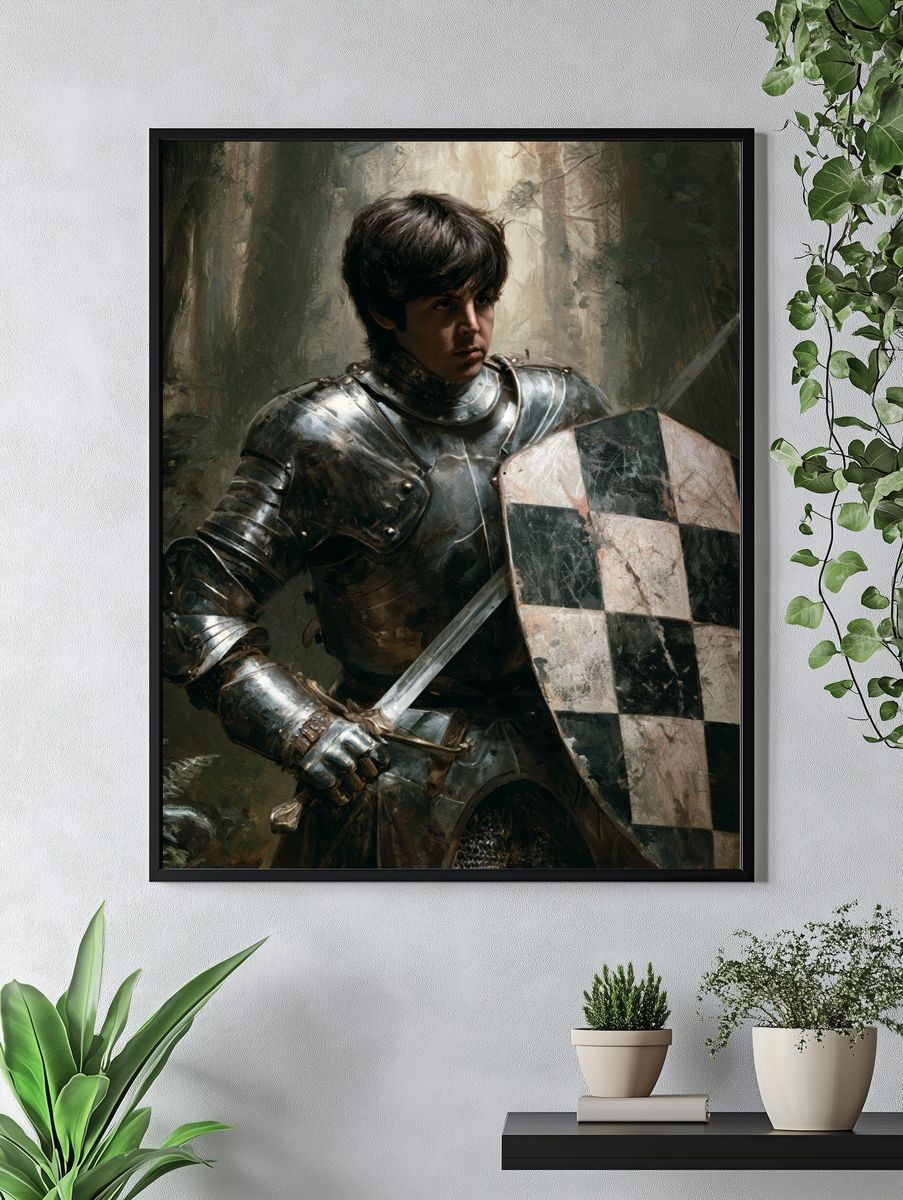 Young Knight in Forest Fine-Art Print. — room view 4