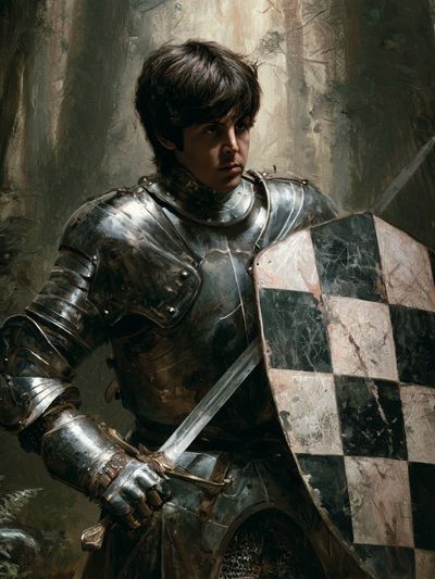 Young Knight in Forest Fine-Art Print. poster