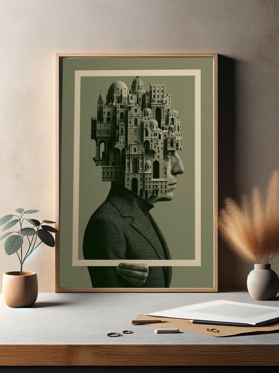 Architectural Head Collage Print. — room view 2