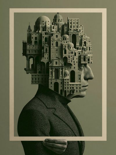 Architectural Head Collage Print.