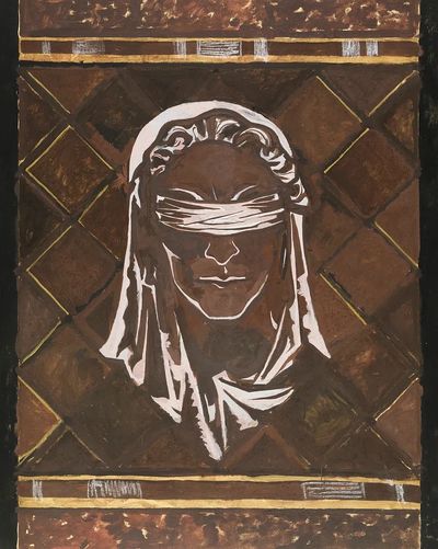 Blindfolded Figure — Contemporary Print. poster print