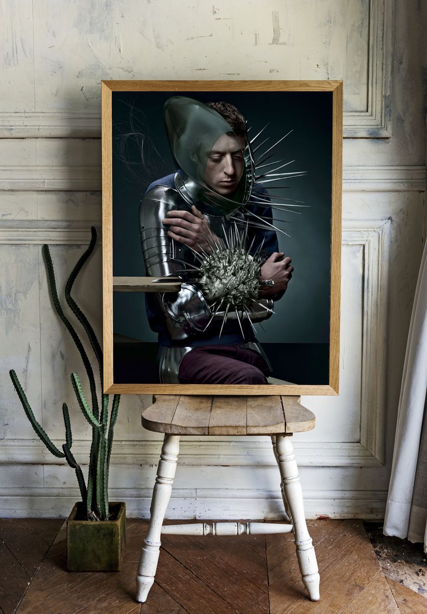 Surreal Metallic Portrait Print. — room view 1