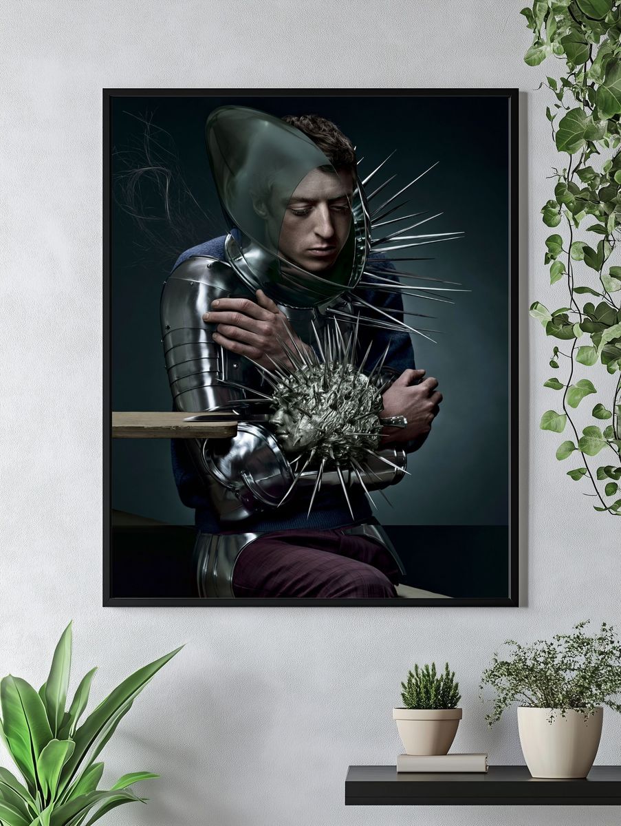 Surreal Metallic Portrait Print. — room view 4