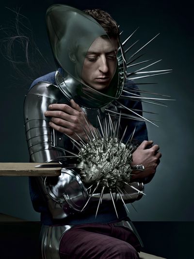Surreal Metallic Portrait Print. poster