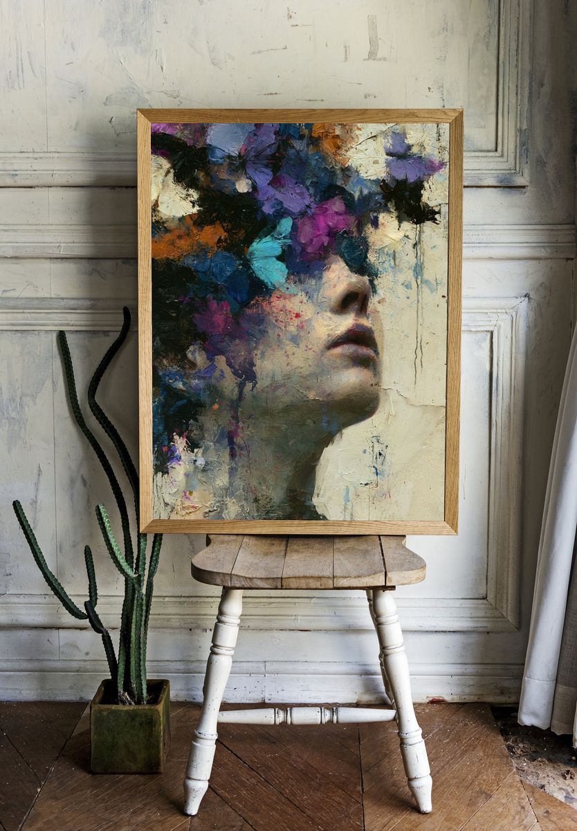 Abstract Woman Portrait Print. room preview
