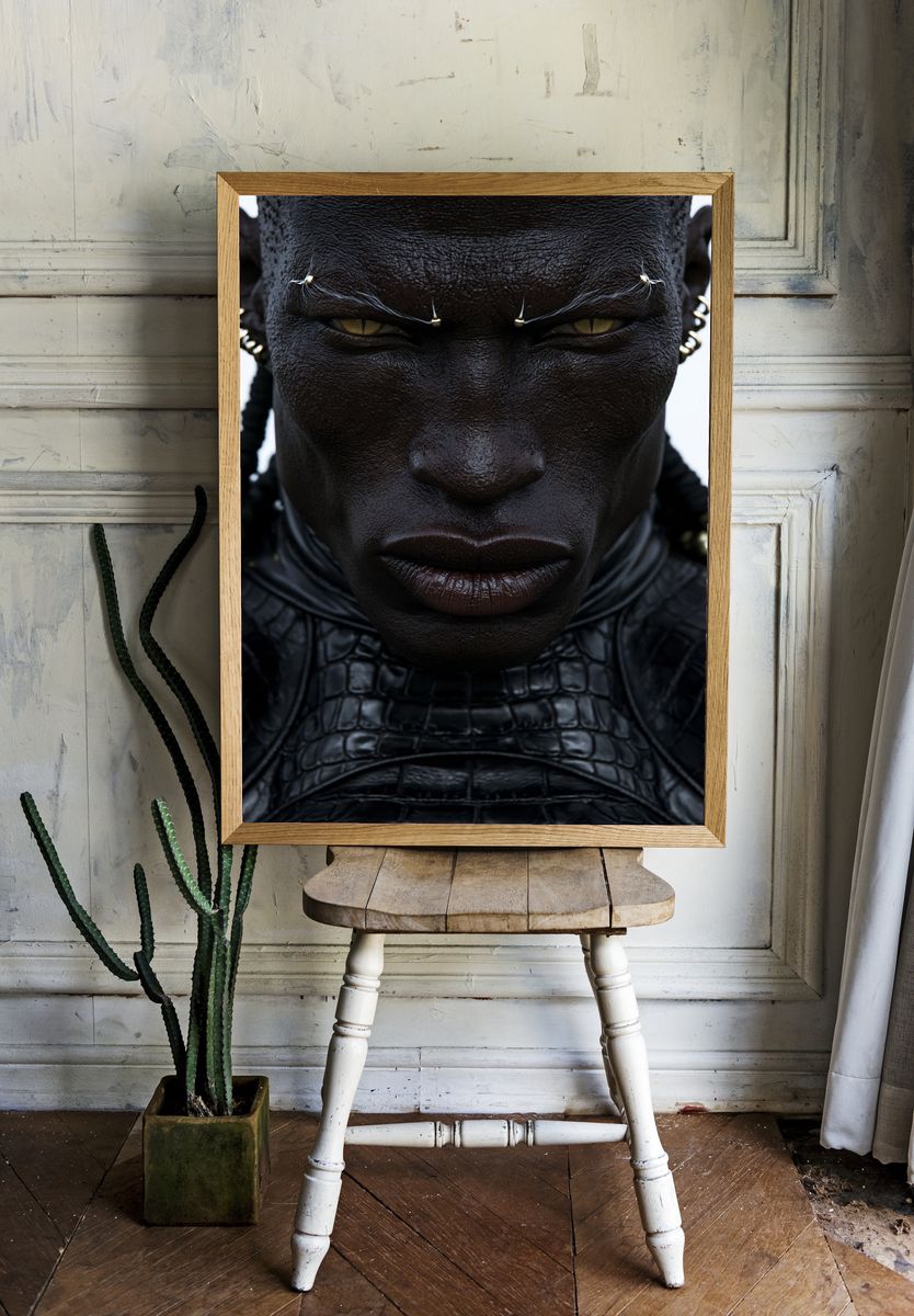 Dark Warrior Portrait Print. room preview
