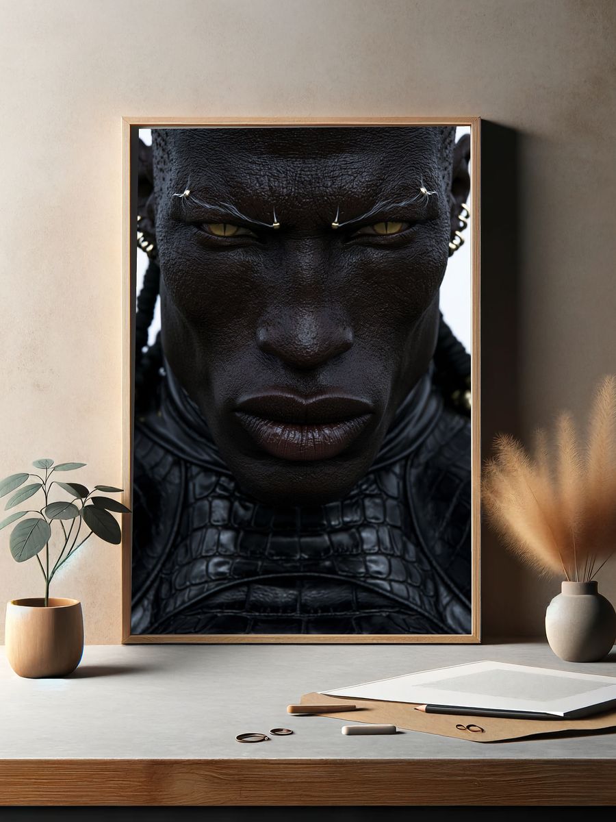 Dark Warrior Portrait Print. — room view 2