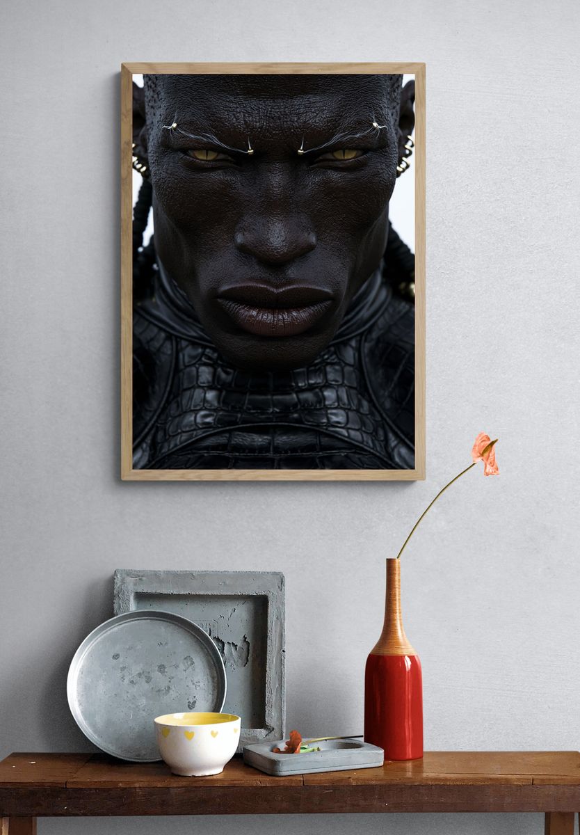 Dark Warrior Portrait Print. — room view 3