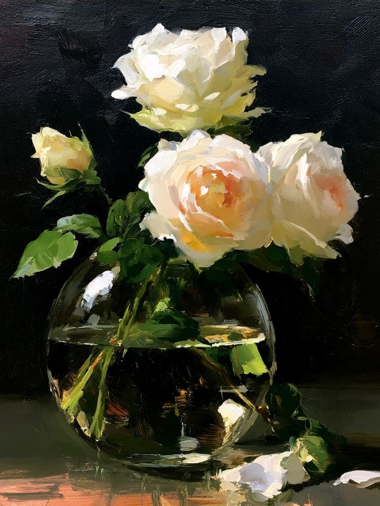 White Roses Still Life Poster. poster detail