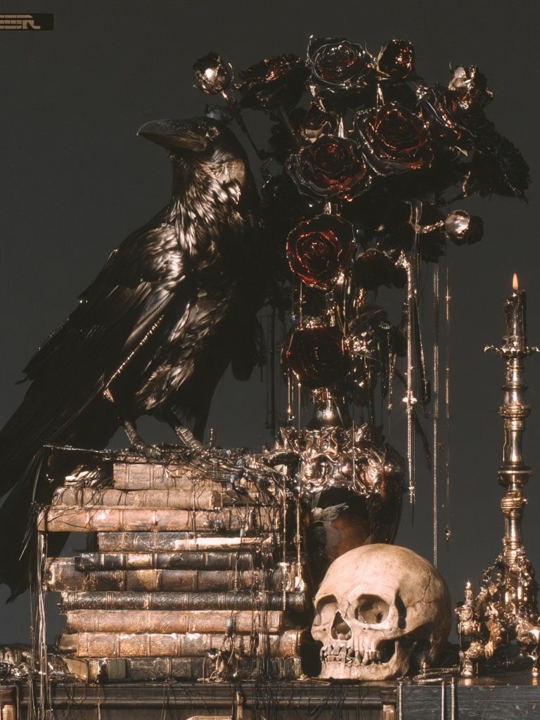 Gothic Raven Still Life Poster. poster detail