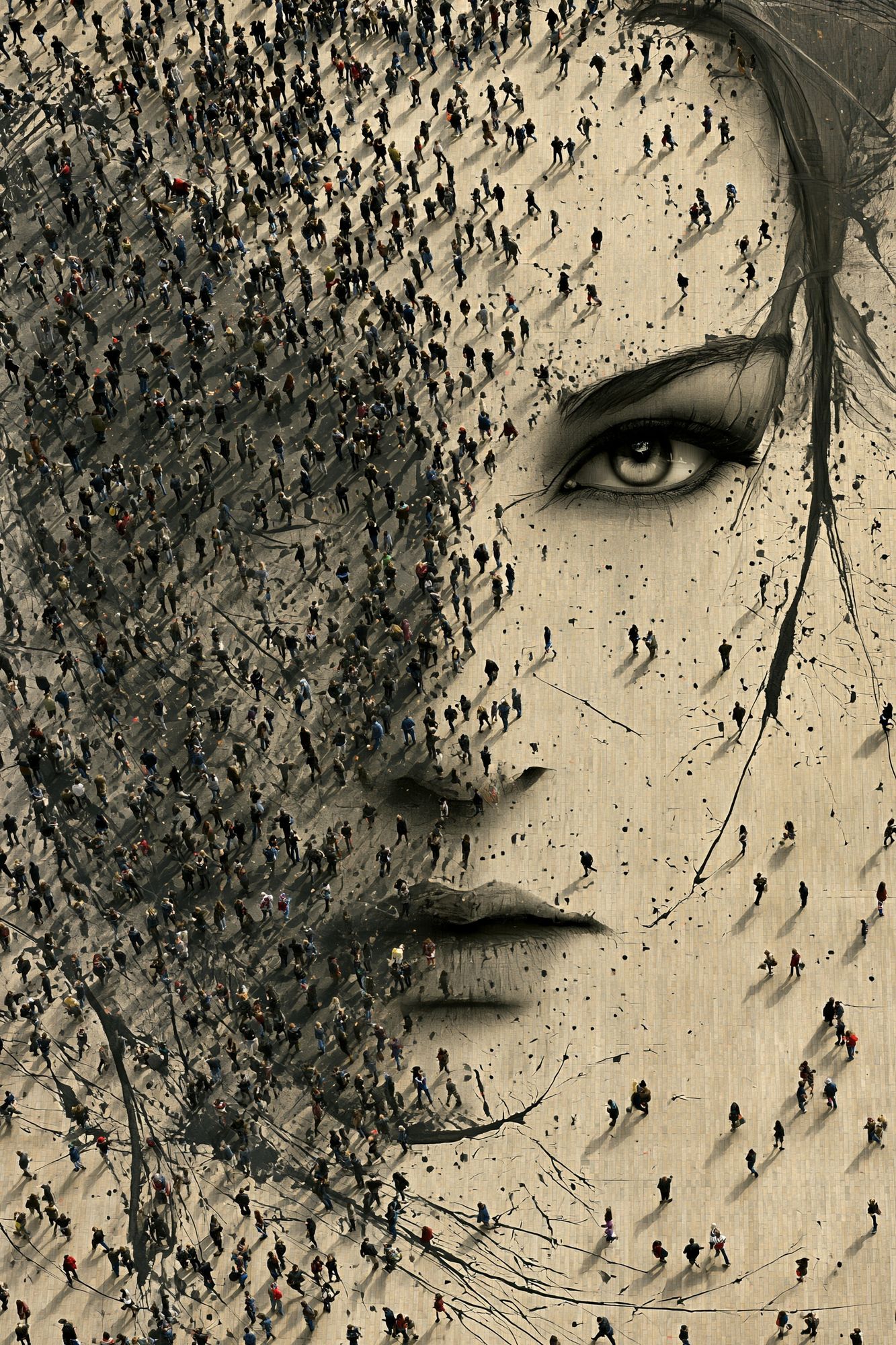Crowd Face Surrealism Poster. poster — fine-art art