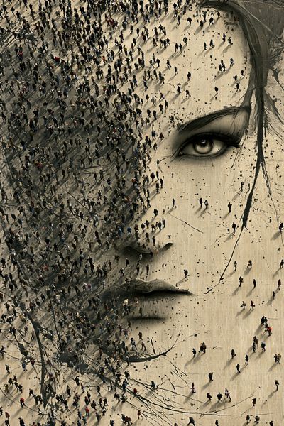 Crowd Face Surrealism Poster. poster print