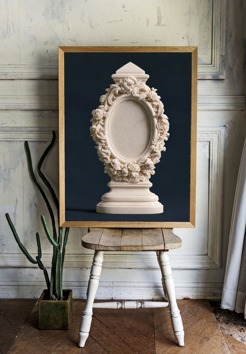 Ornate Floral Frame Sculpture Poster. — room view 1