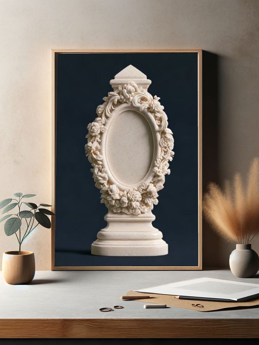 Ornate Floral Frame Sculpture Poster. — room view 2