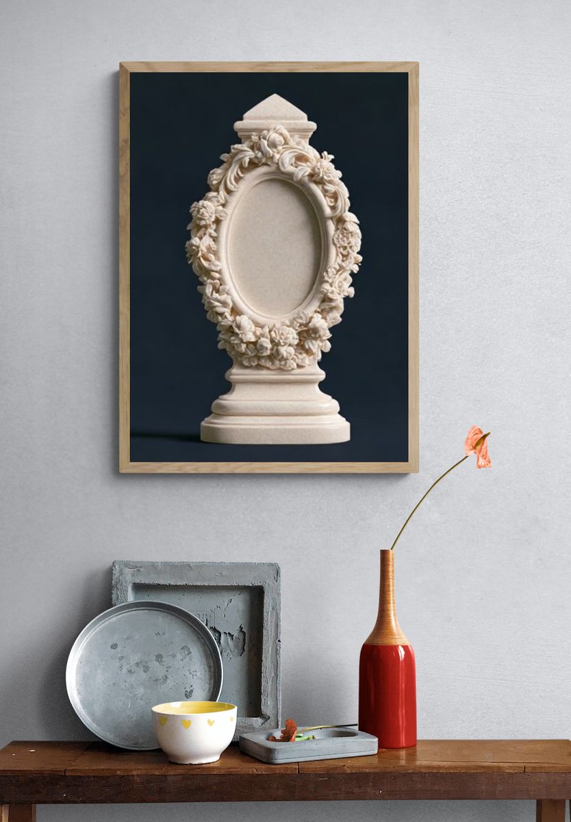 Ornate Floral Frame Sculpture Poster. — room view 3