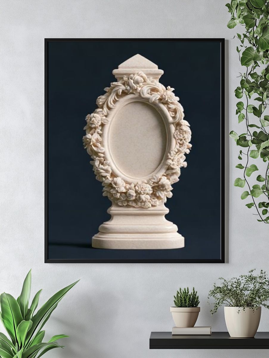 Ornate Floral Frame Sculpture Poster. — room view 4
