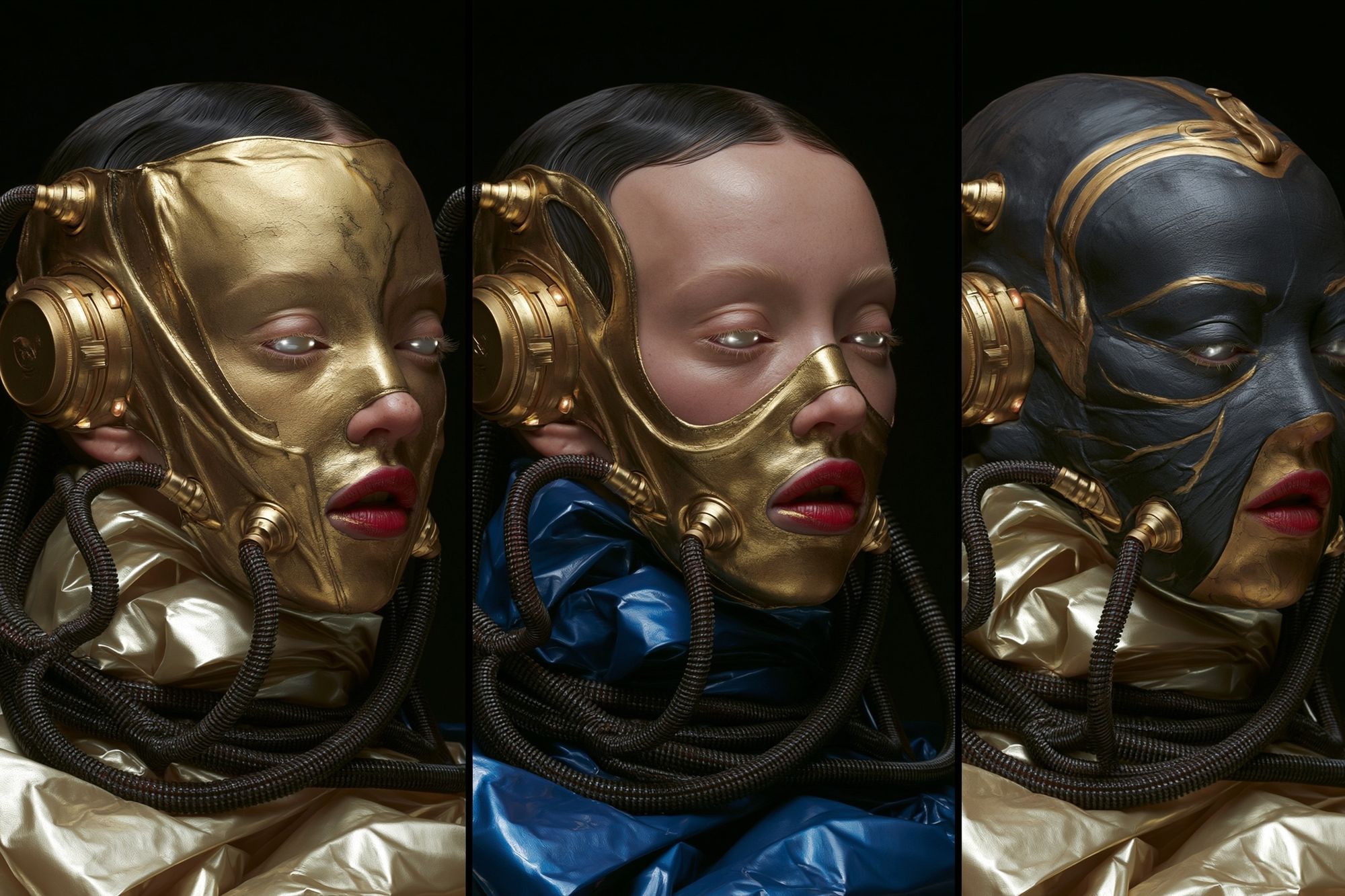 Surreal Gold Mask Portrait Print. poster — fine-art art