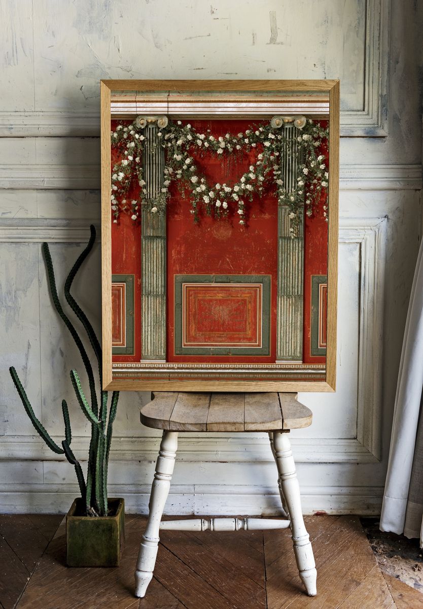 Ornate Red Wall — Fine-Art Print. — room view 1