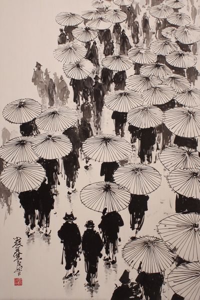 Umbrella Crowd Ink Poster. poster print
