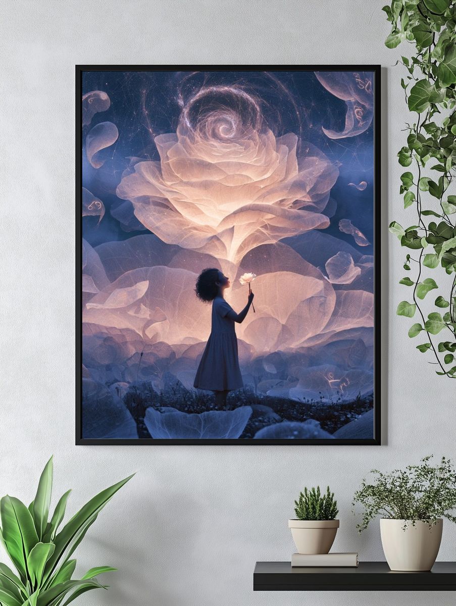 Dreamlike Lotus Surrealism Print. — room view 4