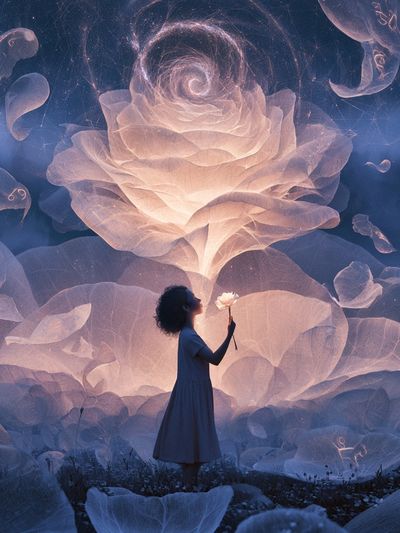 Dreamlike Lotus Surrealism Print.