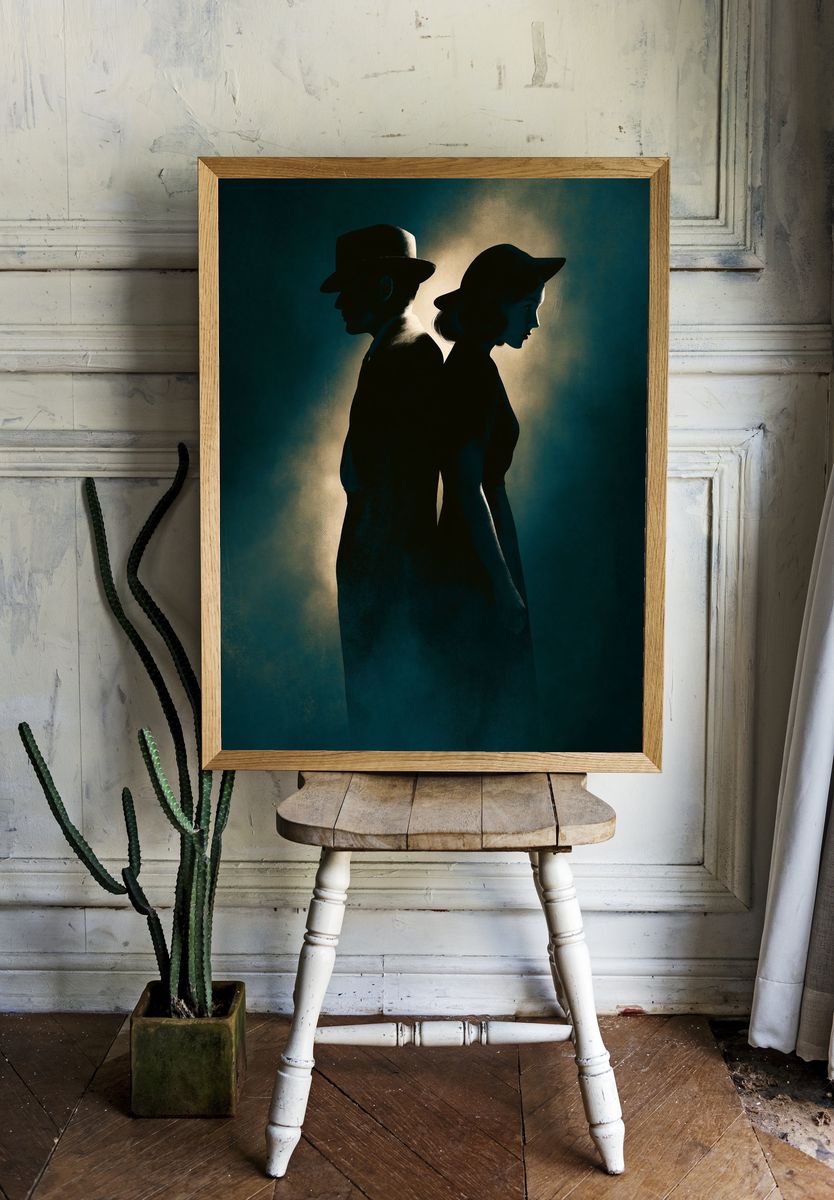 Noir Couple Silhouette Poster. — room view 1