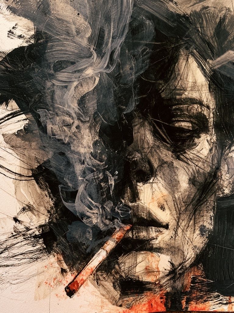 Smoky Face Portrait Print. poster — fine-art art