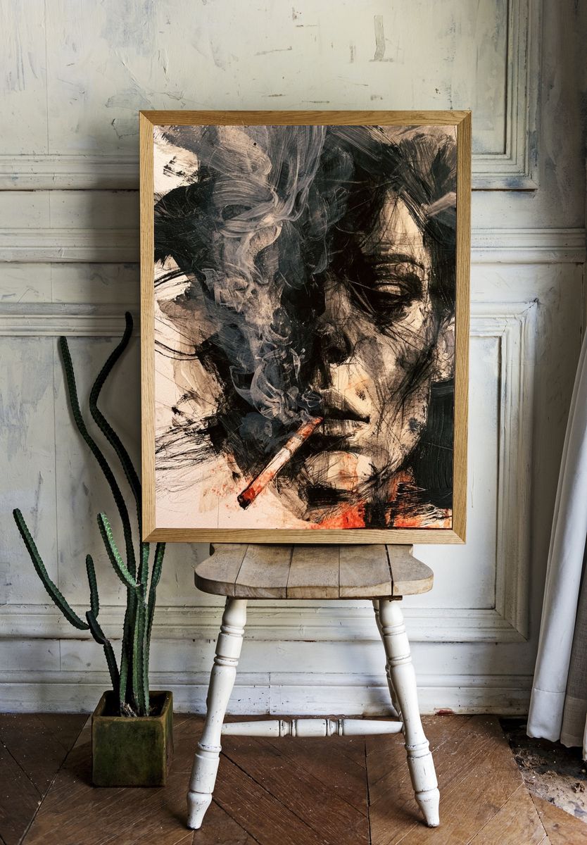 Smoky Face Portrait Print. — room view 1