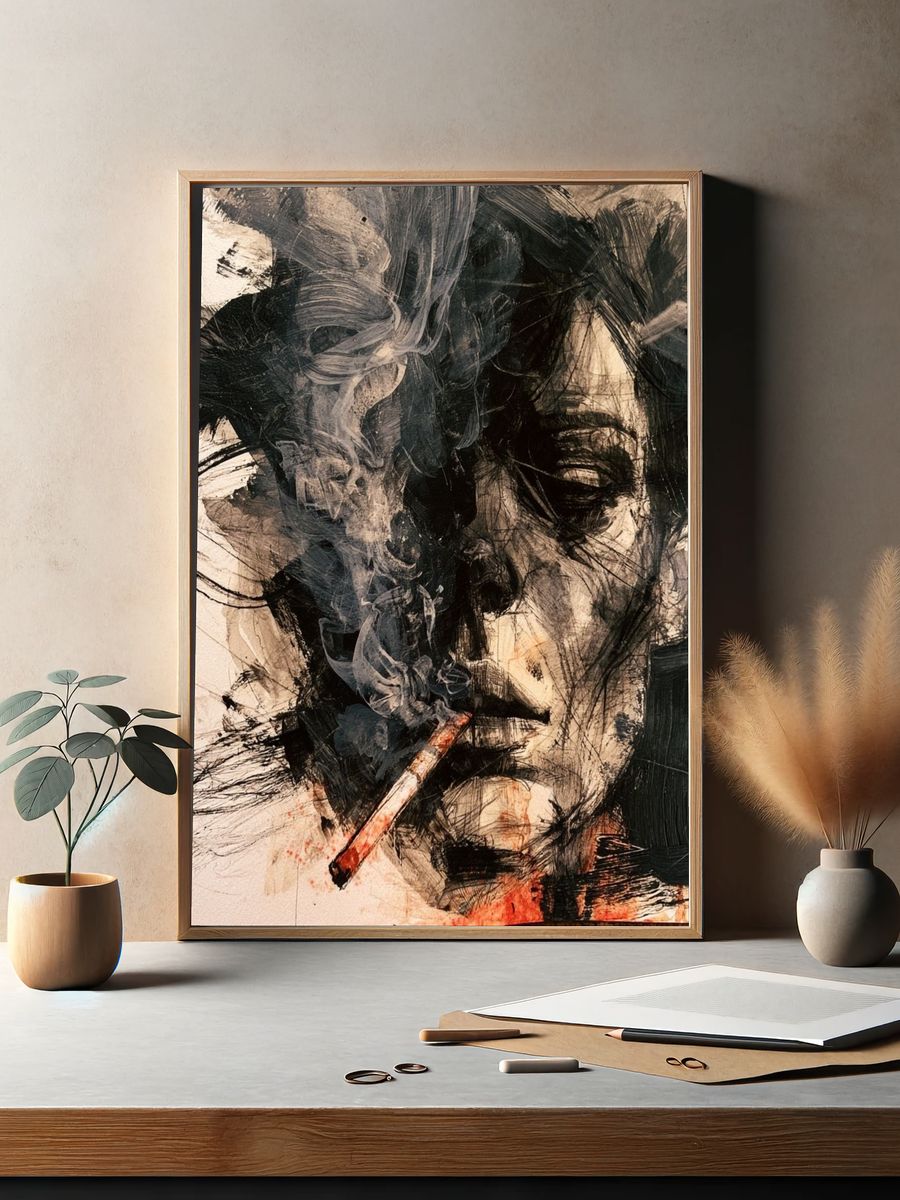 Smoky Face Portrait Print. — room view 2