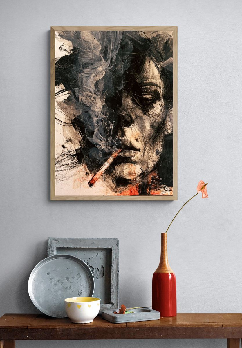 Smoky Face Portrait Print. — room view 3