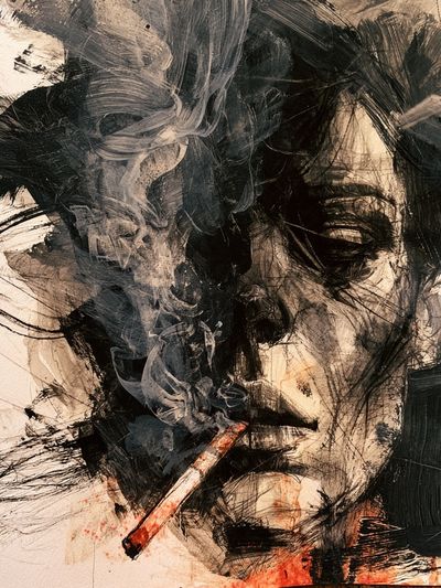 Smoky Face Portrait Print. poster