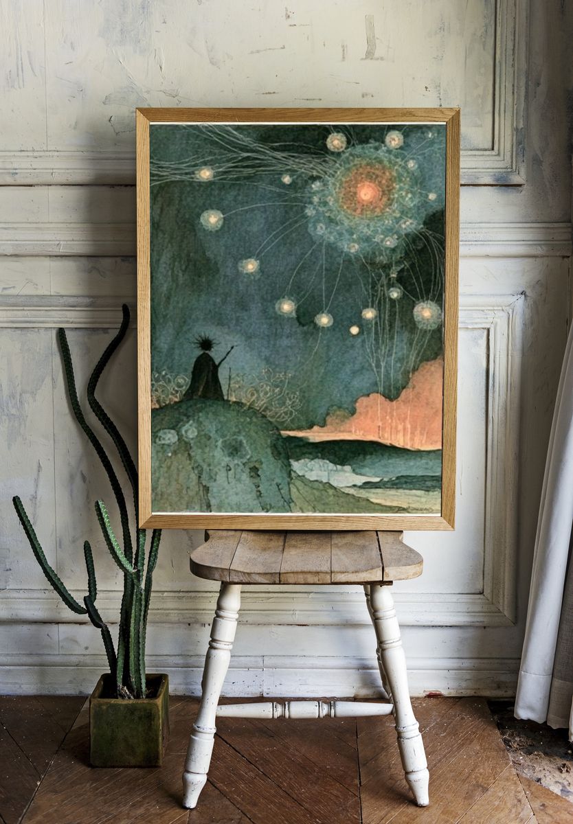 Celestial Dreamscape Illustration Poster. — room view 1