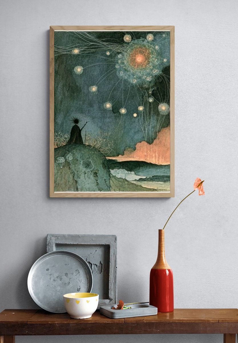 Celestial Dreamscape Illustration Poster. — room view 3